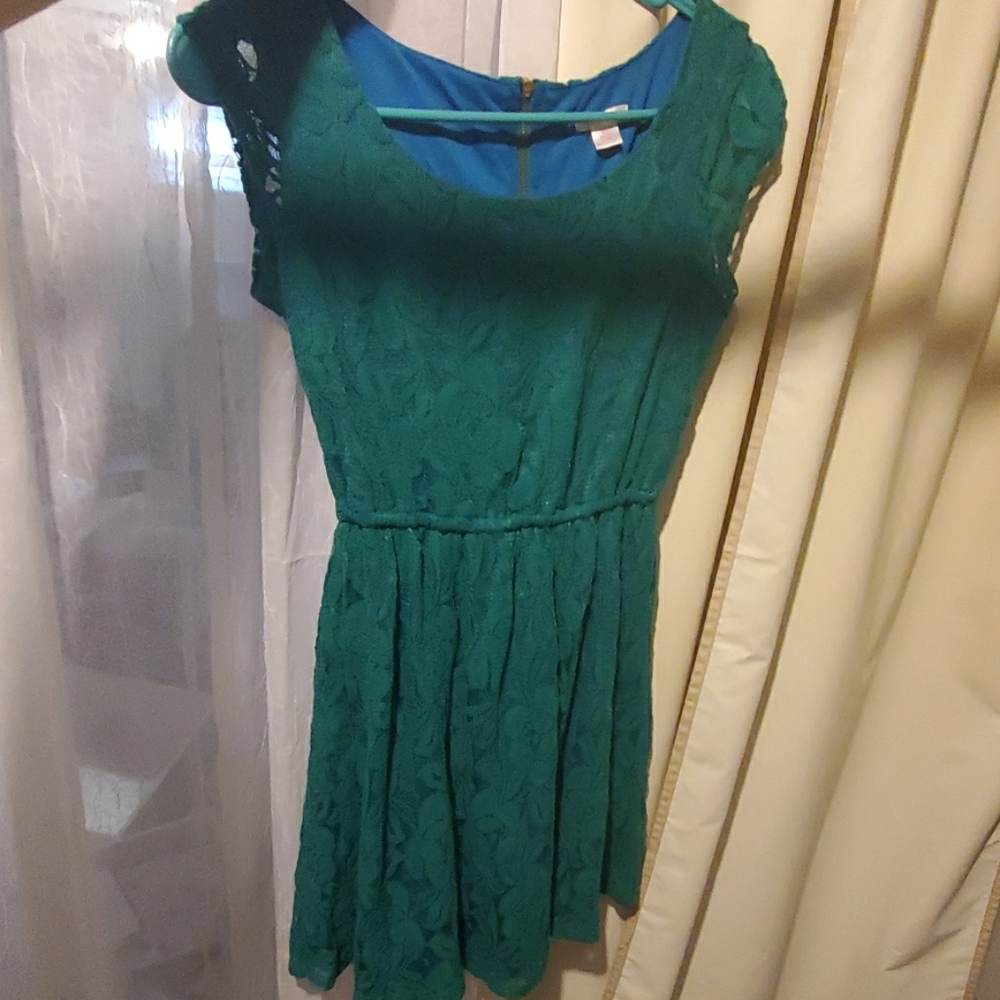 Turquoise lace flower dress